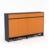 Tủ giày 1M6 TGY20 màu cam đậm nổi bật, thiết kế 4 cánh và 4 hộc kéo, chất liệu MDF phủ Melamine bền đẹp