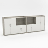 Tủ hồ sơ thấp THSTY16 dài 320cm, tông trắng – xám, thiết kế ngăn khóa và kệ mở tiện dụng.