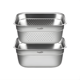 Set rổ chậu vuông 8L Casabeni inox cao cấp
