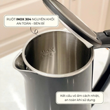 Ấm siêu tốc thông minh SilverCrest inox kháng khuẩn