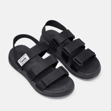 [FREESHIP] Giày sandal, dép quai hậu, dép xăng đan nam nữ FACOTA màu ĐEN 3 QUAI DÁN  GLC01 đi học