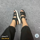 [FREESHIP] Giày sandal, dép quai hậu, dép xăng đan nam nữ FACOTA màu ĐEN TRẮNG 3 QUAI DÁN GLC02 đi học
