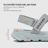 Sandal CHÍNH HÃNG - Giày Sandal SHONDO Dép Quai Hậu Nam Nữ F6 Xám Phối Xanh Da Trời - Đế Phylon, Quai Tháo Gỡ Tiện Lợi.