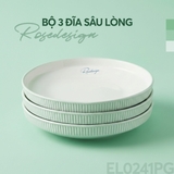 Bộ 3 đĩa tròn sâu lòng Elmich RoseDesign EL0241PG