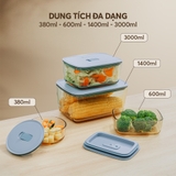 Hộp thủy tinh bảo quản thực phẩm Elmich EL115x dung tích 380ml- 600ml-1400ml-3000ml