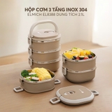 Hộp cơm 3 tầng inox 304 Elmich EL8388 dung tích 2.1L