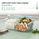 Hộp cơm thủy tinh 3 ngăn Elmich EL1450 dung tích 910ml