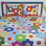 Multi-colored Orange Hexagonal Blanket