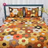 Brown hexagonal patchwork blanket