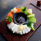 Rau Củ Quả Luộc (Boiled Mixed Vegetables With Caramelized Dipping Sauce)