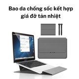 Bao da chống sốc cao cấp kết hợp giá đỡ tản nhiệt cho Laptop