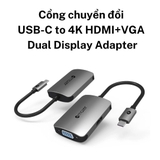 Mazer - Cổng chuyển đổi USB-C to 4K HDMI+VGA Dual Display Adapter