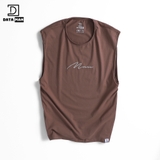 Áo thun TANKTOP nam DATAMAN, ngực thêu chữ Man, cổ tròn, form oversize, chất cotton co giãn 4 chiều- TANKTOPDT22-01