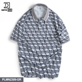 Áo POLO Unisex tay ngắn họa tiết Cube Monogram dáng Overfit - PLMN2309
