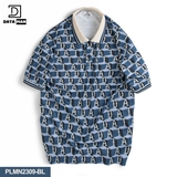 Áo POLO Unisex tay ngắn họa tiết Cube Monogram dáng Overfit - PLMN2309