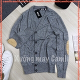 Áo CARDIGAN nam mỏng, mở khuy, cổ chữ V, đáp da lộn khuỷu tay, chất cotton mềm mịn, KHÔNG BAI XÙ - DT22-03