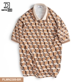 Áo POLO Unisex tay ngắn họa tiết Cube Monogram dáng Overfit - PLMN2309