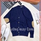 Áo CARDIGAN nam mỏng, mở khuy, cổ chữ V, đáp da lộn khuỷu tay, chất cotton mềm mịn, KHÔNG BAI XÙ - DT22-03