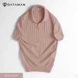Áo Polo nam ngắn tay DATAMAN dệt kim, cổ chữ V, vải cotton chải kĩ mềm mịn, không bai xù - DT22-01