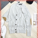 Áo CARDIGAN nam mỏng, mở khuy, cổ chữ V, đáp da lộn khuỷu tay, chất cotton mềm mịn, KHÔNG BAI XÙ - DT22-03