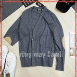 Áo CARDIGAN nam mỏng, mở khuy, cổ chữ V, đáp da lộn khuỷu tay, chất cotton mềm mịn, KHÔNG BAI XÙ - DT22-03
