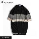 Áo thun len dệt kim DATAMAN ngắn tay, kẻ ngang Gradient - LCT24-02