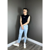 Áo thun TANKTOP nam DATAMAN, ngực thêu chữ Man, cổ tròn, form oversize, chất cotton co giãn 4 chiều- TANKTOPDT22-01