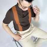 Áo thun POLO kẻ sọc dệt kim mùa hè nam, tay ngắn, mỏng nhẹ, thoáng mát phong cách Hàn Quốc