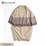 Áo thun len dệt kim DATAMAN ngắn tay, kẻ ngang Gradient - LCT24-02