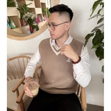 Áo gile len nam DATAMAN cao cấp, form rộng, unisex, thêu logo ở ngực, chất liệu len len lông cừu, style Hàn Quốc -  DT51