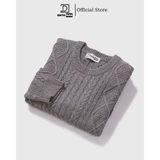 Áo len nam DATAMAN, cổ tròn, hoạ tiết vặn thừng cable-knit, chất liệu len lông cừu cao cấp, dày dặn, mềm mại - DT20