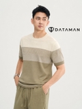 Áo thun len dệt kim DATAMAN ngắn tay, kẻ ngang Gradient - LCT24-02