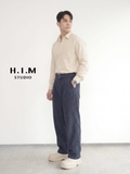 Belted Corduroy TWO TUCK WIDE CHINO PANTS - H.I.M STUDIO
