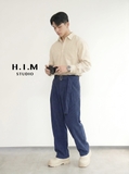 Belted Corduroy TWO TUCK WIDE CHINO PANTS - H.I.M STUDIO