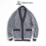 Áo CARDIGAN có túi dáng rộng nam, hãng DATAMAN kẻ sóng vintage, chất len Acrylic giả cashmere mềm mại - DT22-22
