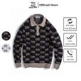 Áo POLO nam monogram cổ bẻ dài tay dệt kim DATAMAN chất liệu visco mềm mại - DT22-29