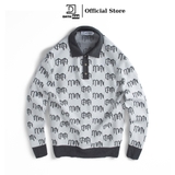 Áo POLO nam monogram cổ bẻ dài tay dệt kim DATAMAN chất liệu visco mềm mại - DT22-29