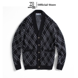 Áo CARDIGAN có túi dáng rộng nam, hãng DATAMAN kẻ sóng vintage, chất len Acrylic giả cashmere mềm mại - DT22-22