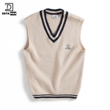 Áo gile len nam DATAMAN cao cấp, unisex, thêu logo ở ngực, chất len mohair cào xù, style Hàn Quốc - DT22-30