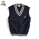Áo gile len nam DATAMAN cao cấp, unisex, thêu logo ở ngực, chất len mohair cào xù, style Hàn Quốc - DT22-30
