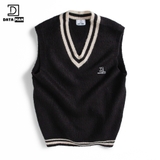 Áo gile len nam DATAMAN cao cấp, unisex, thêu logo ở ngực, chất len mohair cào xù, style Hàn Quốc - DT22-30
