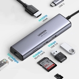 Thiết bị mở rộng USB type-C to HDMI 4K@60hz/ Hub USB 3.0/ SD/TF/Lan Gigabit chính hãng Ugreen 20954