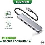 Bộ chia hub USB-C 3.0 4 cổng màu xám dài 20cm Ugreen (70336)
