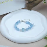 Vòng Tay Đá Aquamarine (Hải Lam Bảo) Vụn MàI Bóng Tự Nhiên Mix Hạt Chuyển Vận Cao Cấp TATINA GEMS. (Tặng Bộ Hộp Đựng Sang Trọng)