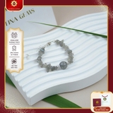 Vòng Tay Đá Mặt Trăng Xám Vụn MàI Bóng Tự Nhiên Mix Hạt Chuyển Vận Cao Cấp TATINA GEMS. (Tặng Bộ Hộp Đựng Sang Trọng)