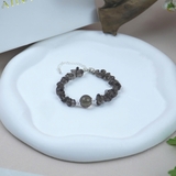 Vòng Tay Đá Obsidian Nâu Vụn MàI Bóng Tự Nhiên Mix Hạt Chuyển Vận Cao Cấp TATINA GEMS. (Tặng Bộ Hộp Đựng Sang Trọng)