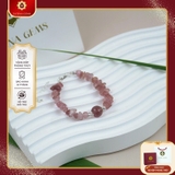 Vòng Tay Đá Thạch Anh Dâu Tây Vụn MàI Bóng Tự Nhiên Mix Hạt Chuyển Vận Cao Cấp TATINA GEMS. (Tặng Bộ Hộp Đựng Sang Trọng)