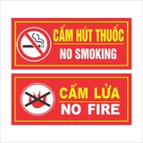 Bảng Cấm lửa, Cấm hút thuốc tôn 37x16cm