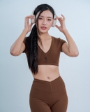 Áo bra thể thao nữ cổ tim tay ngắn