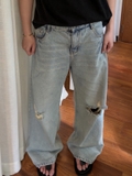 TWILL DISTRESSED JEANS – LIGHT BLUE